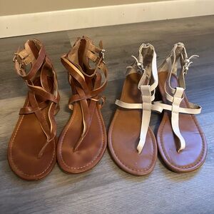 Express Brown and White Sandals